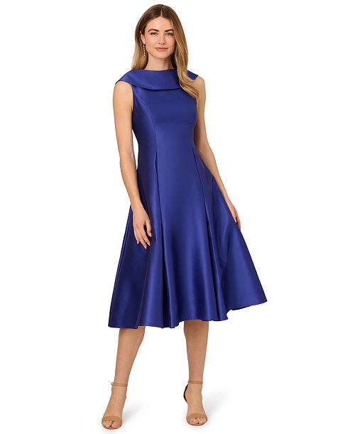 alfani Adrianna Papell Women's Boat Neck Sleeveless Fit & Flare Dress Women's Fashion Shoes & Accessories