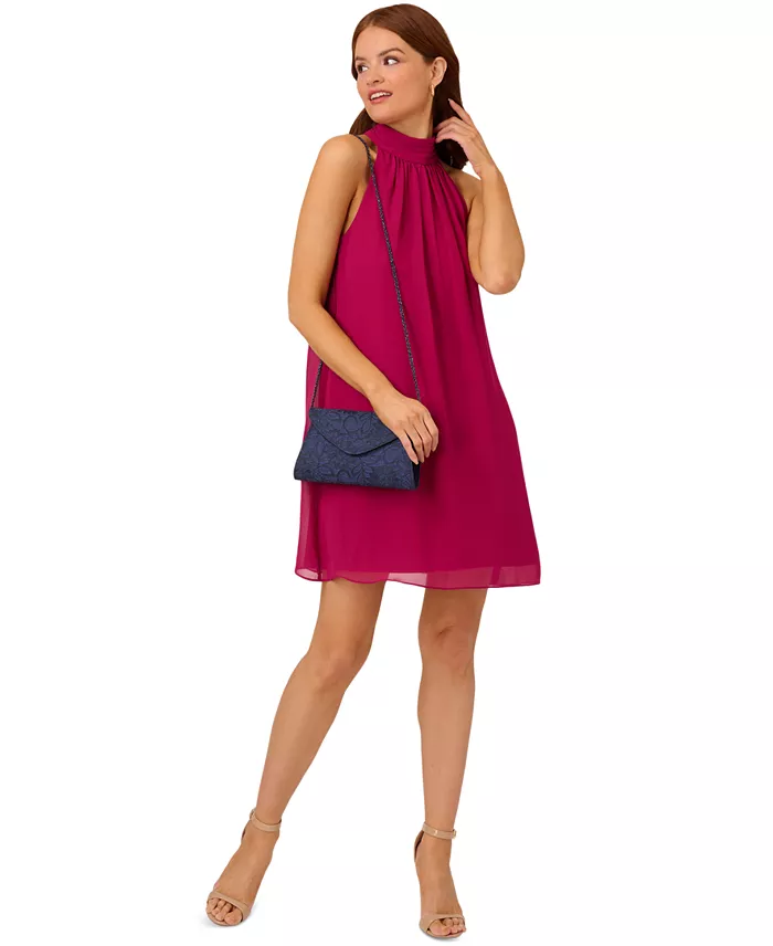 Alfani Adrianna Papell Women's Chiffon Mock-Neck Sleeveless Shift Dress Women's Fashion Shoes & Accessories