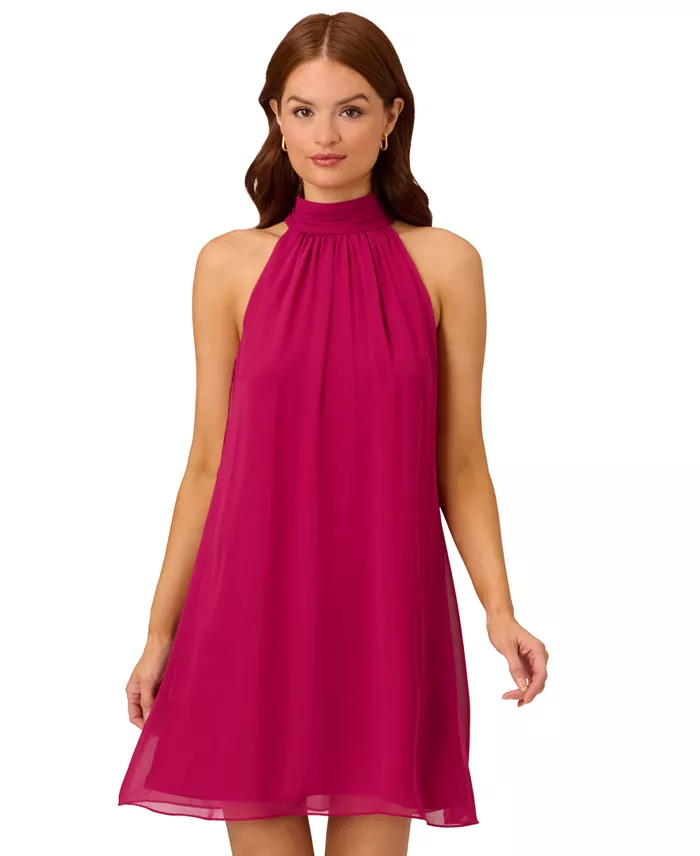 Alfani Adrianna Papell Women's Chiffon Mock-Neck Sleeveless Shift Dress Women's Fashion Shoes & Accessories