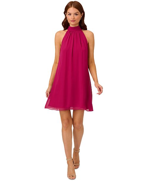alfani Adrianna Papell Women's Chiffon Mock-Neck Sleeveless Shift Dress Women's Fashion Shoes & Accessories