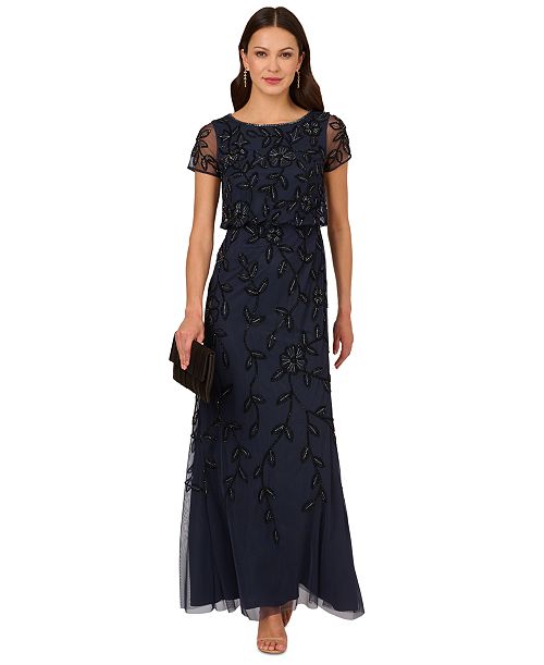 alfani Adrianna Papell Women's Floral Blouson Embellished Gown Women's Fashion Shoes & Accessories