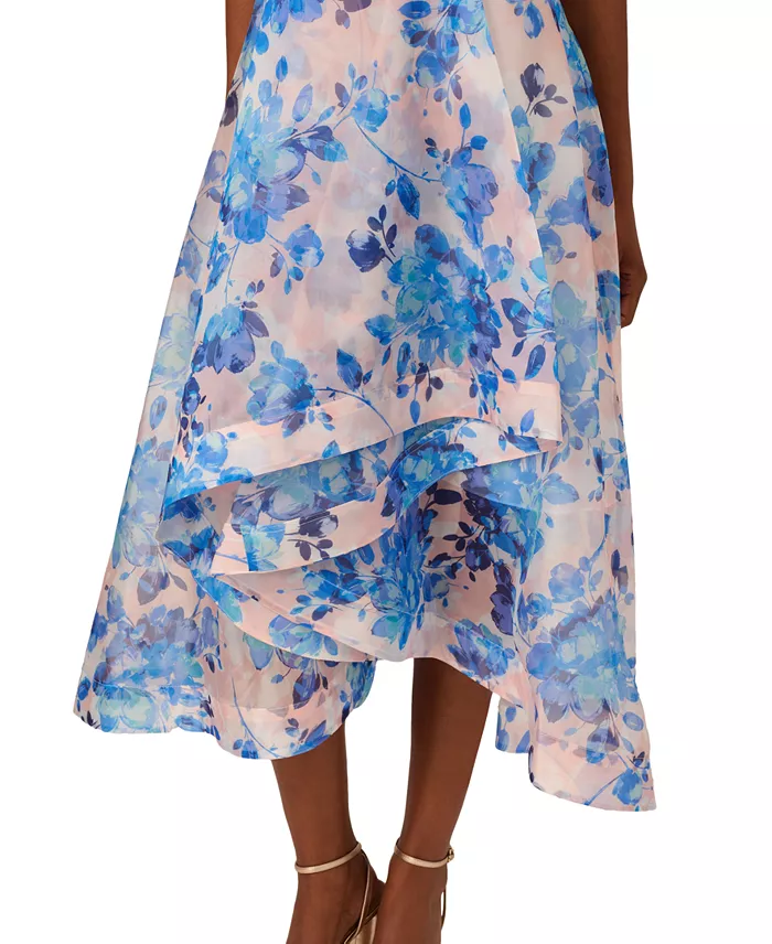 Alfani Adrianna Papell Women's Floral Halter High-Low Midi Dress Women's Fashion Shoes & Accessories