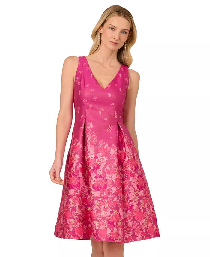 Alfani Adrianna Papell Women's Floral Jacquard Fit & Flare Dress Women's Fashion Shoes & Accessories