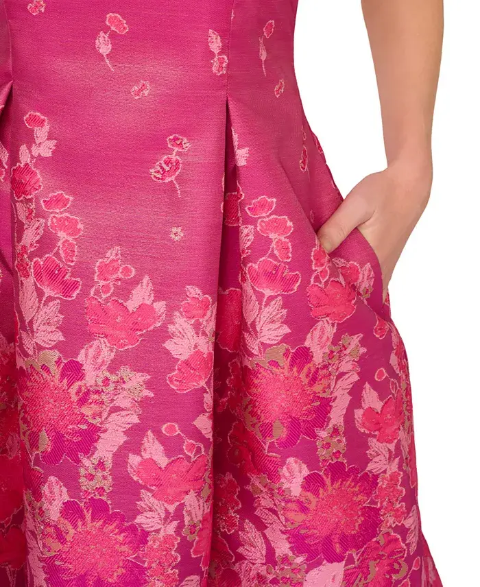 Alfani Adrianna Papell Women's Floral Jacquard Fit & Flare Dress Women's Fashion Shoes & Accessories