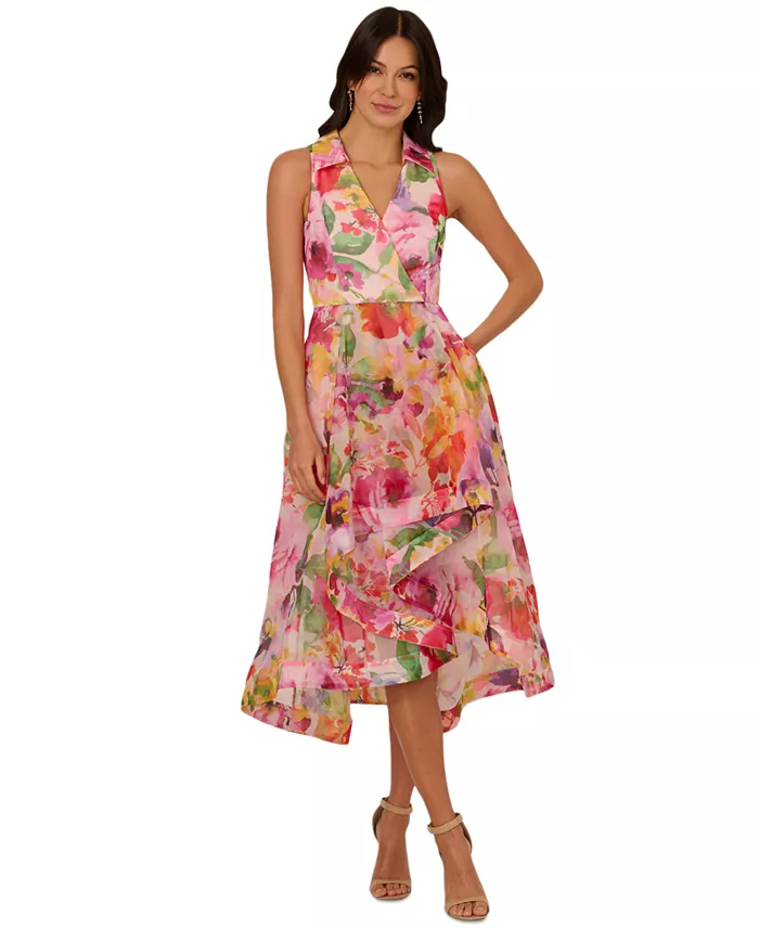 Alfani Adrianna Papell Women's Floral-Print High-Low Dress Women's Fashion Shoes & Accessories