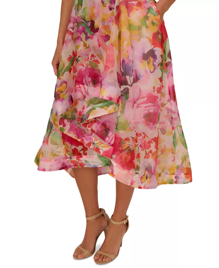 Alfani Adrianna Papell Women's Floral-Print High-Low Dress Women's Fashion Shoes & Accessories
