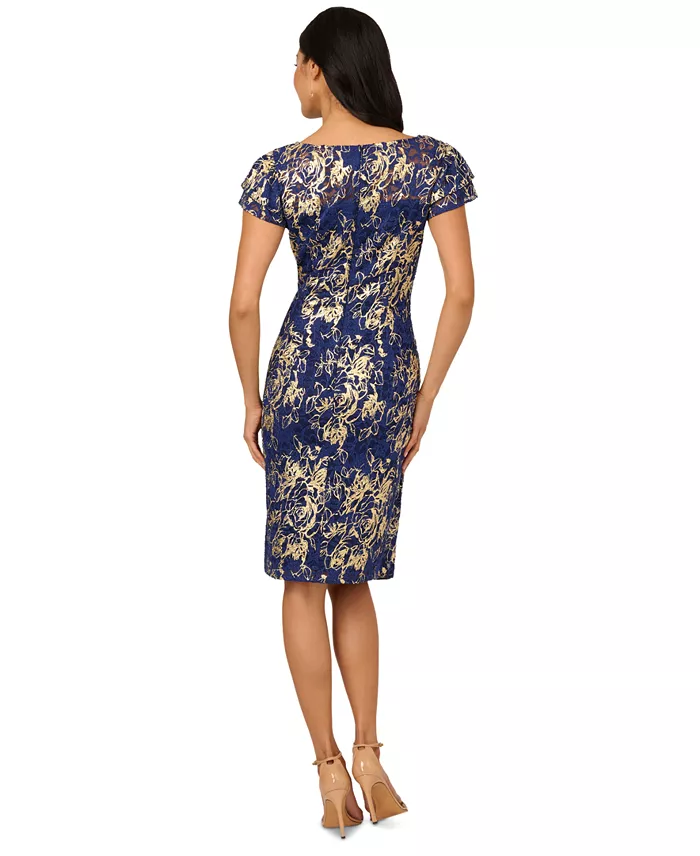 Alfani Adrianna Papell Women's Lace Foil Flutter-Sleeve Sheath Dress Women's Fashion Shoes & Accessories