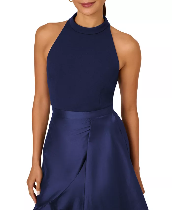 Alfani Adrianna Papell Women's Mixed-Media Ruffle-Trim Dress Women's Fashion Shoes & Accessories