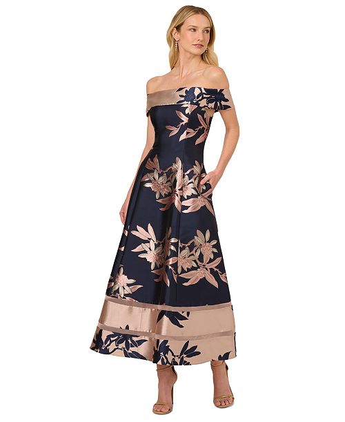 alfani Adrianna Papell Women's Off-The-Shoulder Evening Gown Women's Fashion Shoes & Accessories