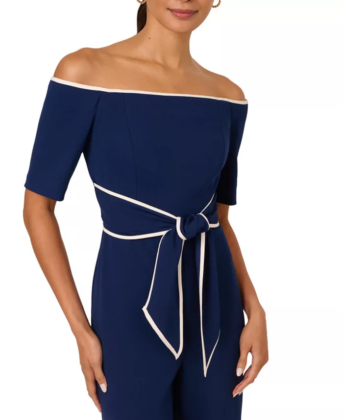 Alfani Adrianna Papell Women's Off-The-Shoulder Jumpsuit Women's Fashion Shoes & Accessories