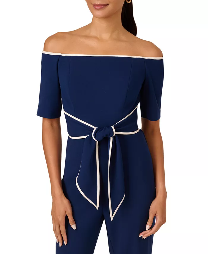 Alfani Adrianna Papell Women's Off-The-Shoulder Jumpsuit Women's Fashion Shoes & Accessories