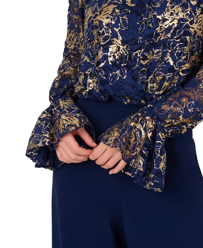 Alfani Adrianna Papell Women's Off-The-Shoulder Lace & Crepe Jumpsuit Women's Fashion Shoes & Accessories