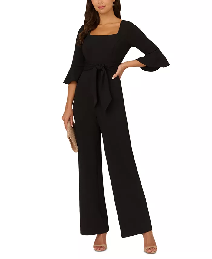 Alfani Adrianna Papell Women's Tie-Front Bell-Sleeve Jumpsuit Women's Fashion Shoes & Accessories