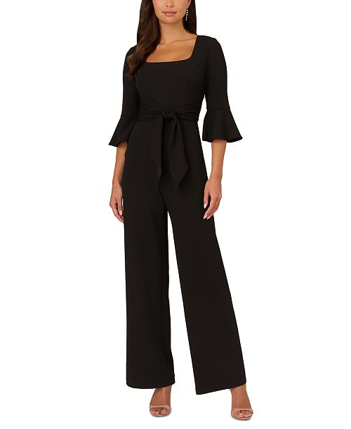 alfani Adrianna Papell Women's Tie-Front Bell-Sleeve Jumpsuit Women's Fashion Shoes & Accessories