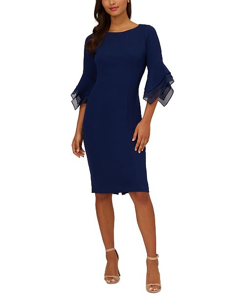 alfani Adrianna Papell Women's Tiered-Cuff 3/4-Sleeve Sheath Dress Women's Fashion Shoes & Accessories