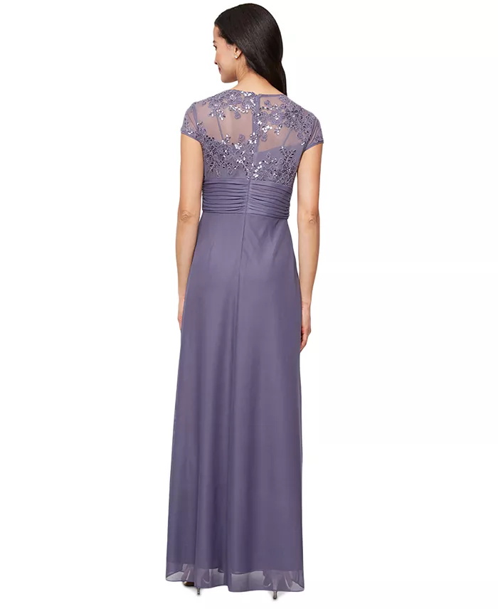 Alfani Alex Evenings Women's Embellished Short-Sleeve Gown Women's Fashion Shoes & Accessories