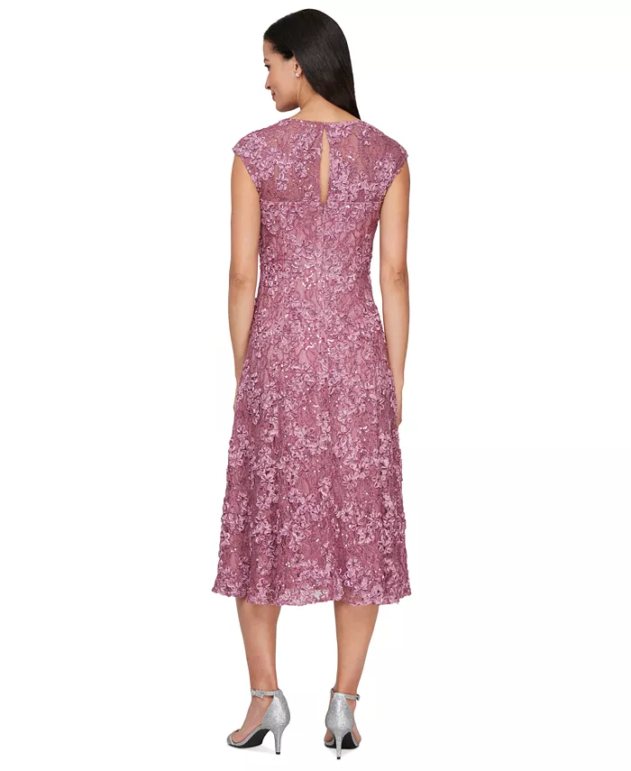 Alfani Alex Evenings Women's Sweetheart-Neck Lace Sequin Soutache Dress Women's Fashion Shoes & Accessories