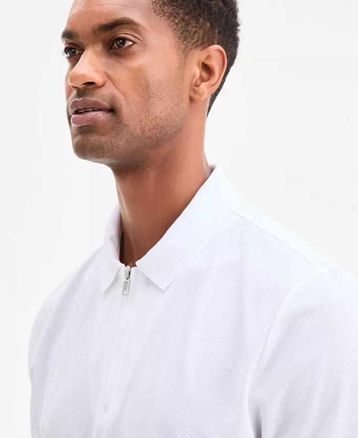 Alfani Alfani Men's Ottoman Short Sleeve Textured Quarter-Zip Polo Shirt Exclusively At Macy's Men's Fashion & Accessories