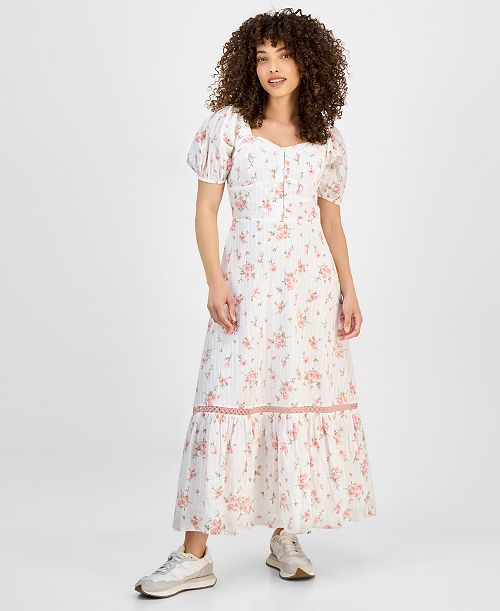 alfani And Now This Women's Cotton Corset-Look Maxi Dress Created for Macy's Women's Fashion Shoes & Accessories