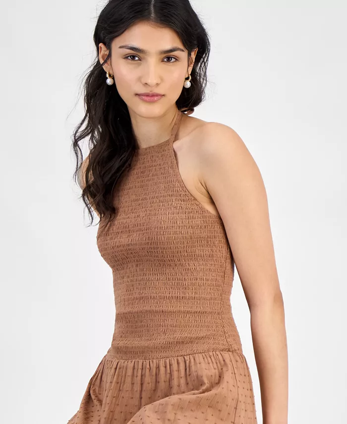 Alfani And Now This Women's Cotton Smocked Halter Maxi Dress Exclusively At Macy's Women's Fashion Shoes & Accessories