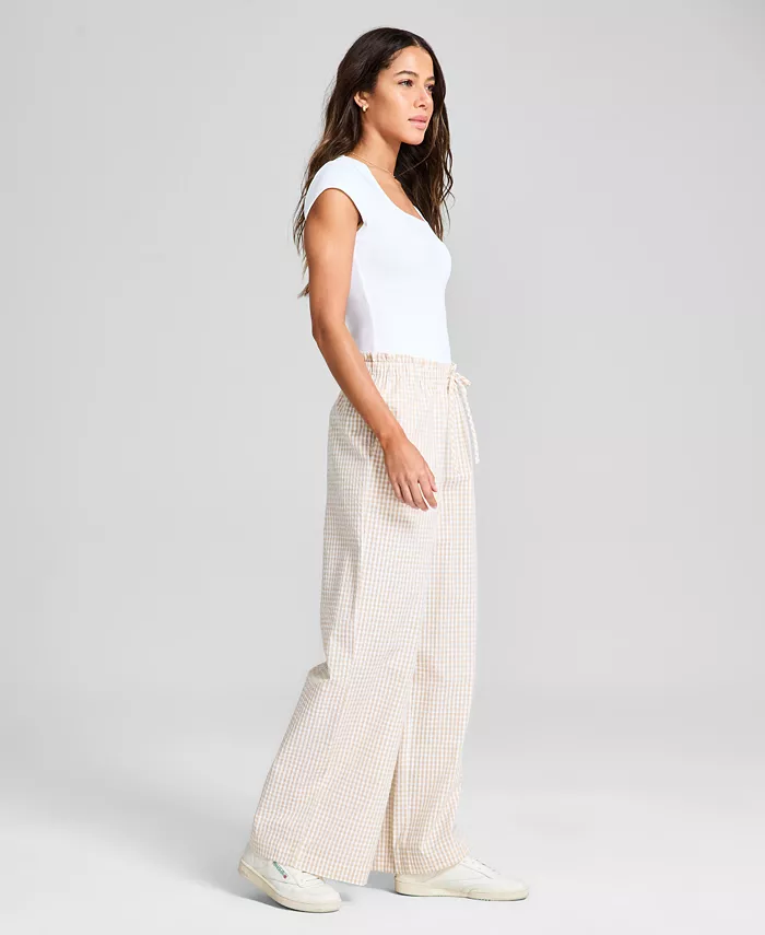 Alfani And Now This Women's Cotton Tie-Waist Wide-Leg Pants Exclusively At Macy's Women's Fashion Shoes & Accessories