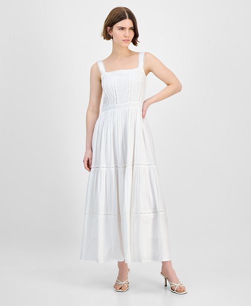 alfani And Now This Women's Embroidered Cotton Maxi Dress Exclusively at Macy's Women's Fashion Shoes & Accessories