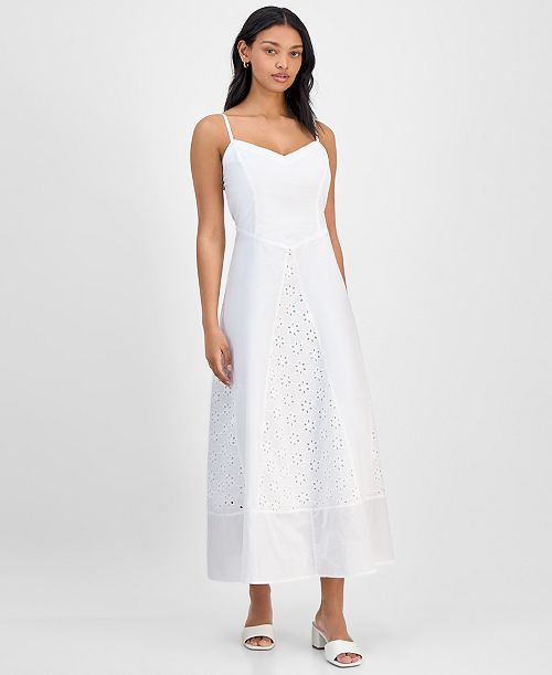 alfani And Now This Women's Eyelet Godet Maxi Dress Exclusively at Macy's Women's Fashion Shoes & Accessories