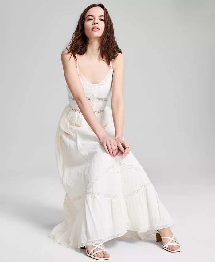 Alfani And Now This Women's Lace-Inset Fit & Flare Maxi Dress Exclusively At Macy's Women's Fashion Shoes & Accessories