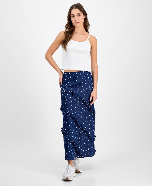 alfani And Now This Women's Midi Ruffle Slip Skirt Women's Fashion Shoes & Accessories