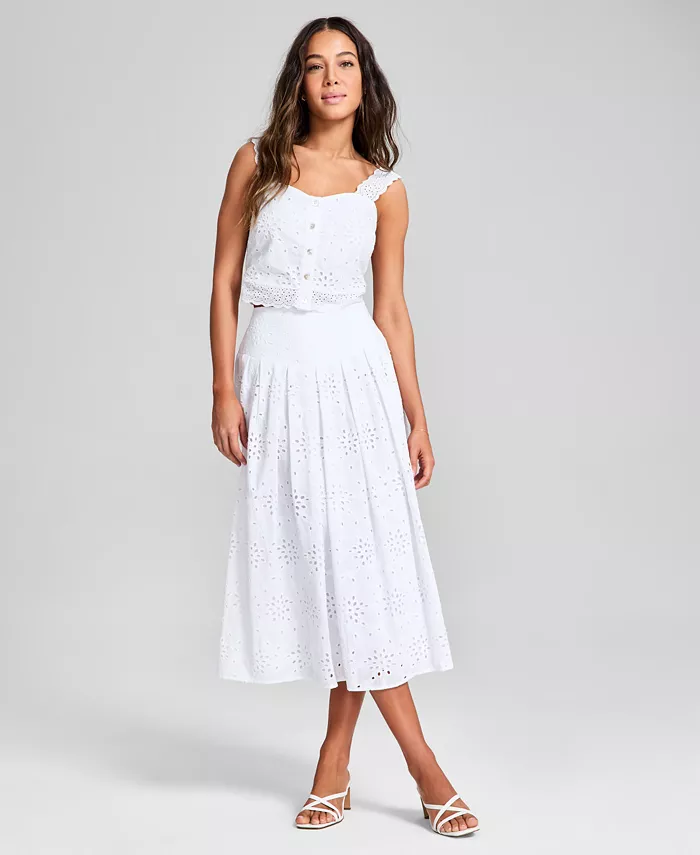 Alfani And Now This Women's Sleeveless Eyelet Tank Top Exclusively At Macy's Women's Fashion Shoes & Accessories
