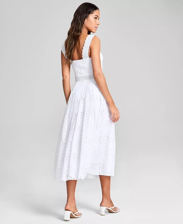 Alfani And Now This Women's Sleeveless Eyelet Tank Top & Midi Skirt Exclusively At Macy's Women's Fashion Shoes & Accessories