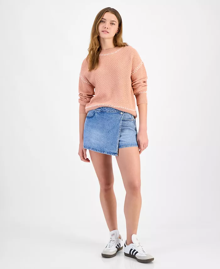 Alfani And Now This Women's Whip Stitch Dropped-Shoulder Cotton Sweater Exclusively At Macy’s Women's Fashion Shoes & Accessories