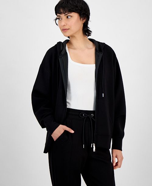 alfani And Now This Women's Zippered Drawstring Hoodie Exclusively at Macy's Women's Fashion Shoes & Accessories