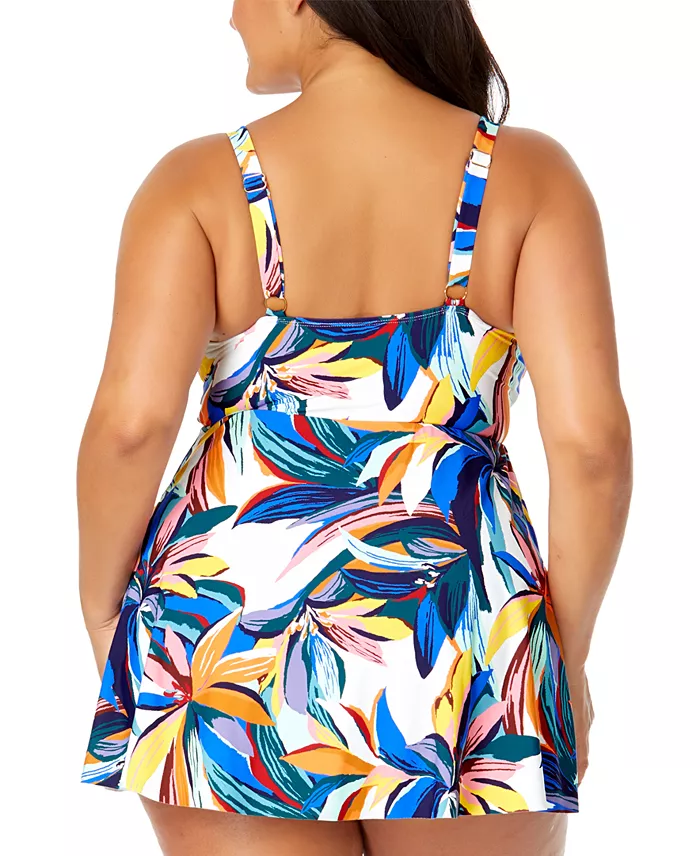 Alfani Anne Cole Plus Size Printed Surplice Swim Dress Women's Fashion Shoes & Accessories