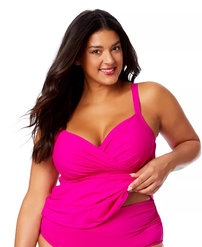 Alfani Anne Cole Plus Size Shirred Tankini Top Women's Fashion Shoes & Accessories