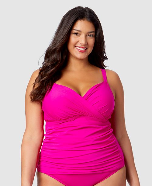 alfani Anne Cole Plus Size Shirred Tankini Top Women's Fashion Shoes & Accessories
