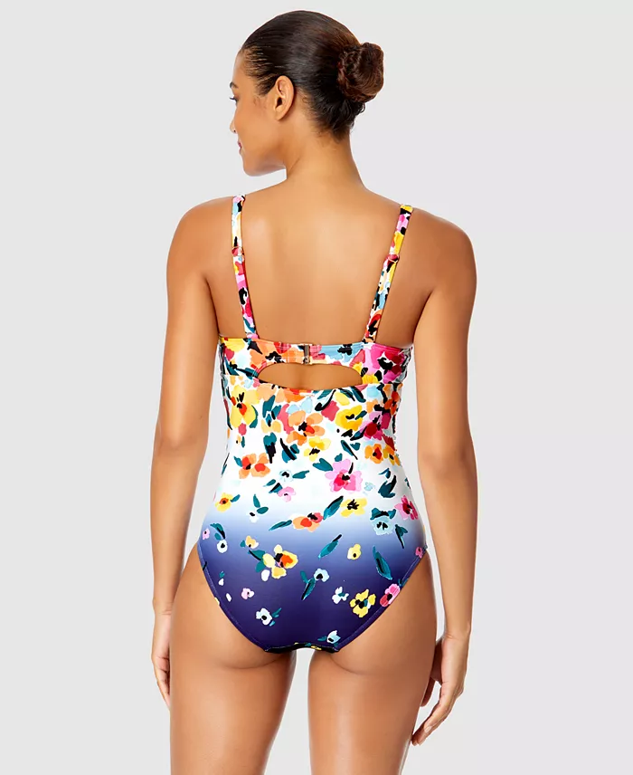 Alfani Anne Cole Women's Floral-Print Draped Underwire One-Piece Swimsuit Women's Fashion Shoes & Accessories