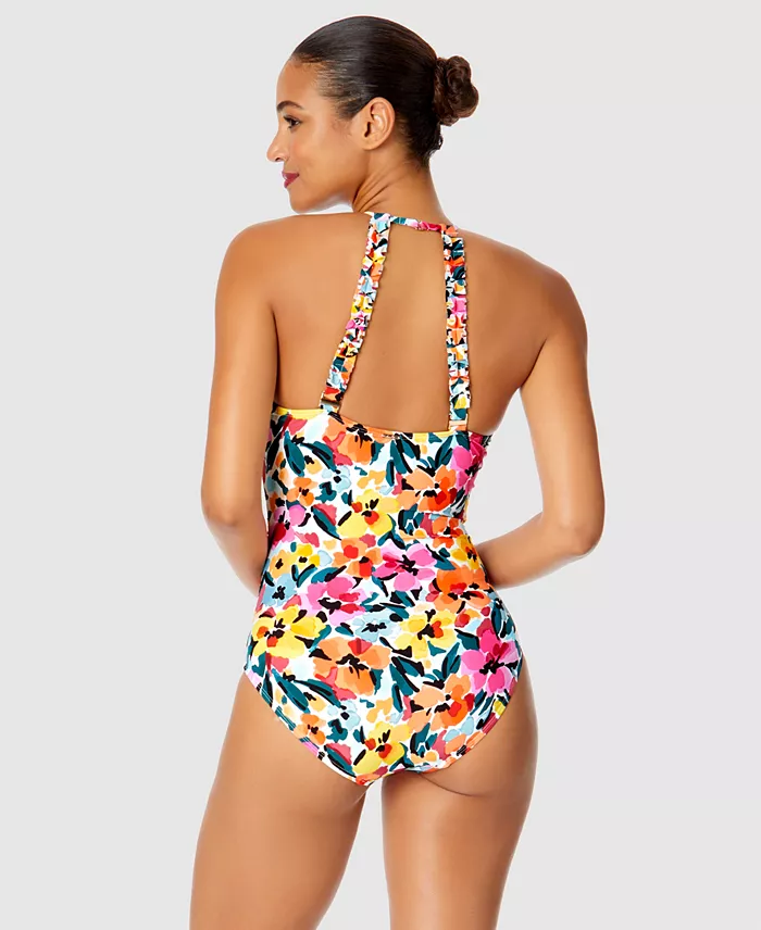 Alfani Anne Cole Women's Floral-Print High-Neck One-Piece Swimsuit Women's Fashion Shoes & Accessories
