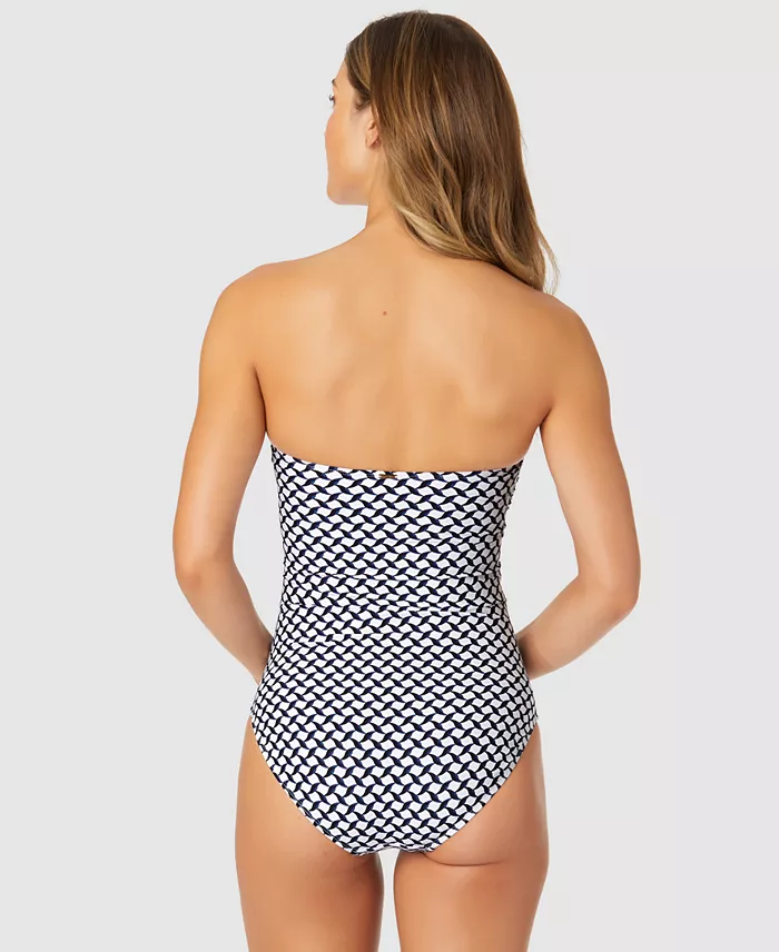 Alfani Anne Cole Women's Neo Geo Twist-Front Bandeau One-Piece Swimsuit Women's Fashion Shoes & Accessories