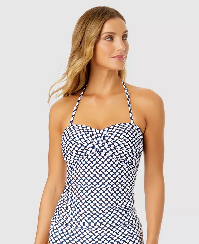 Alfani Anne Cole Women's Neo Geo Twist-Front Bandeau Tankini Top Women's Fashion Shoes & Accessories