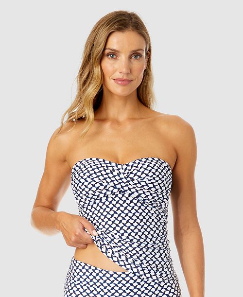 alfani Anne Cole Women's Neo Geo Twist-Front Bandeau Tankini Top Women's Fashion Shoes & Accessories