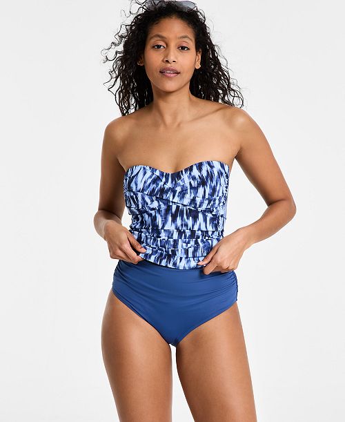 alfani Anne Cole Women's Shirred Bandini Top & High-Waist Bottoms Women's Fashion Shoes & Accessories