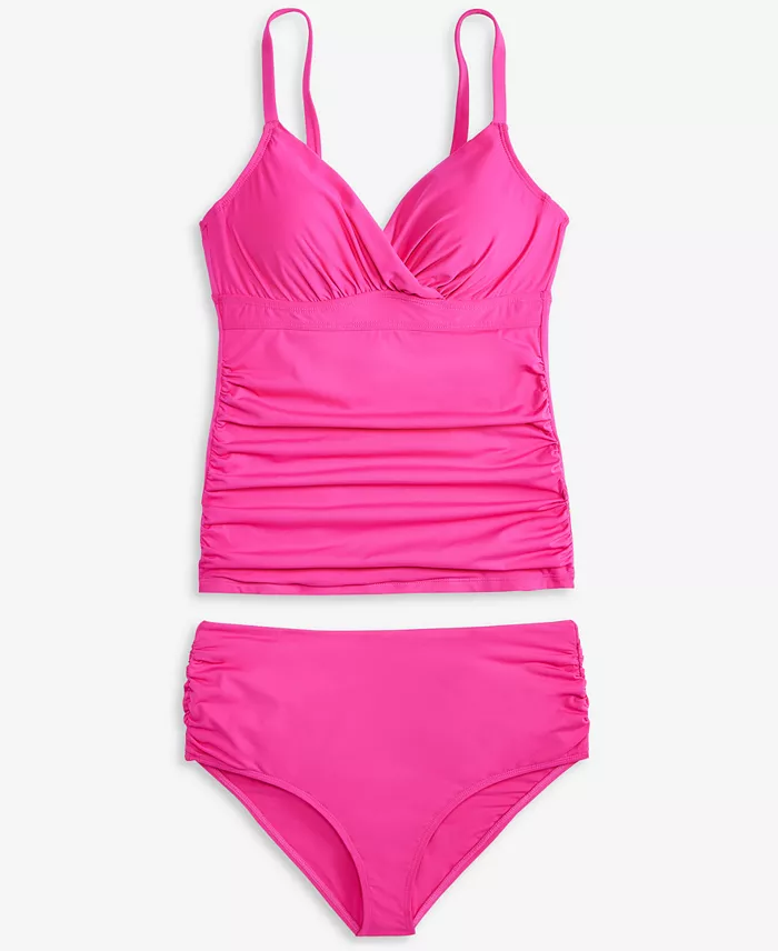 Alfani Anne Cole Women's Surplice Underwire Tankini Top & High-Waist Bikini Bottoms Women's Fashion Shoes & Accessories
