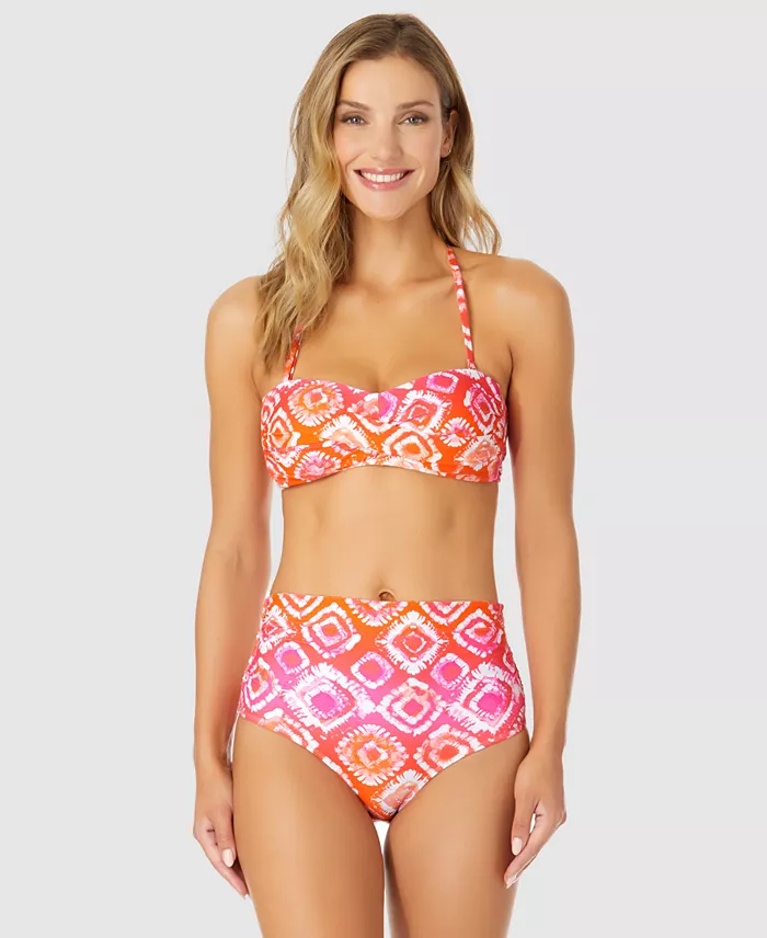 Alfani Anne Cole Women's Tie-Dyed Foulard Bandeau Bikini Top & Convertible Bottoms Women's Fashion Shoes & Accessories