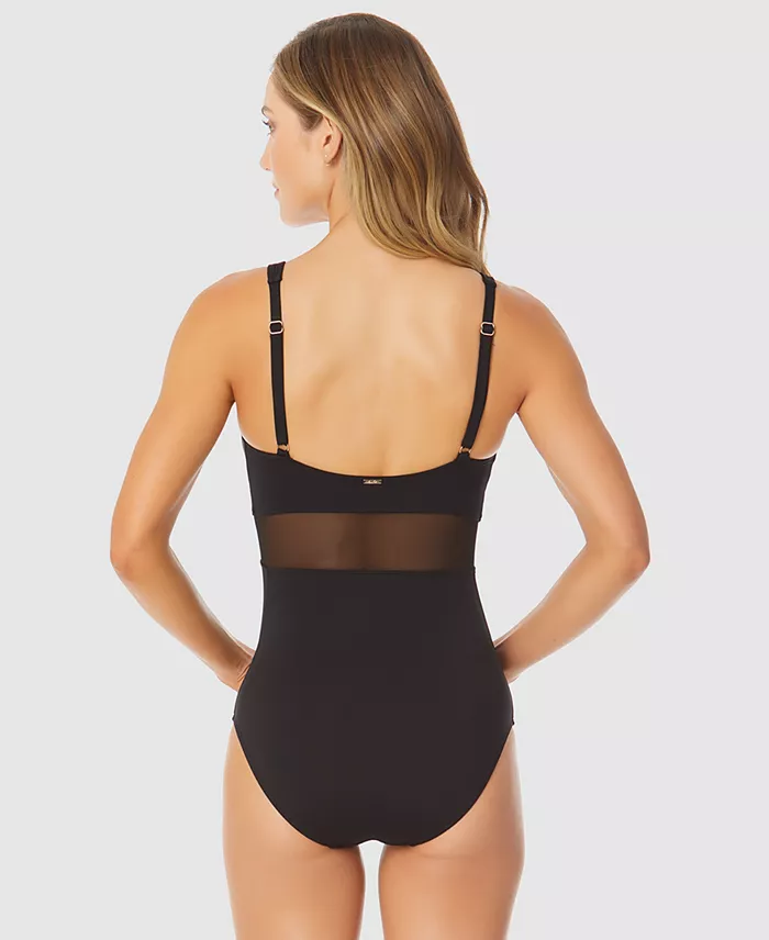 Alfani Anne Cole Women's U-Ring Mesh-Inset One-Piece Swimsuit Women's Fashion Shoes & Accessories