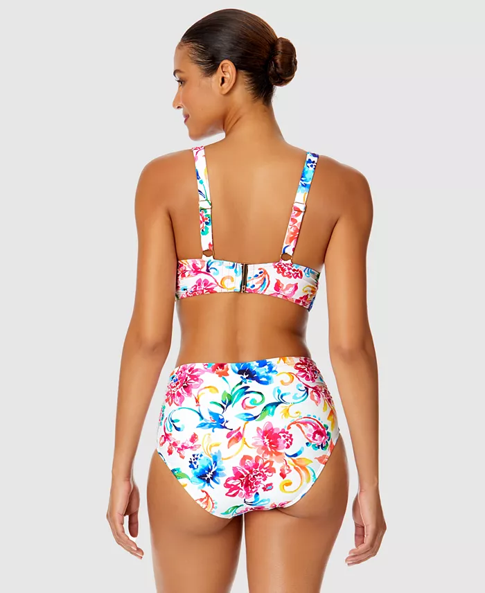 Alfani Anne Cole Women's Watercolor Paisley Shirred Bikini Top & Bottoms Women's Fashion Shoes & Accessories