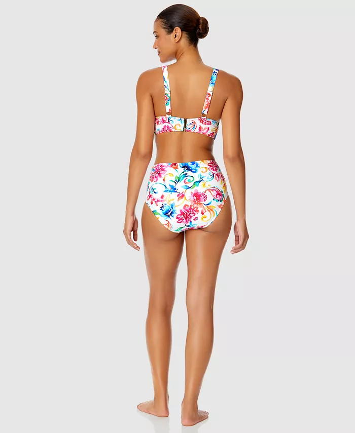 Alfani Anne Cole Women's Watercolor Paisley Shirred Bikini Top & Bottoms Women's Fashion Shoes & Accessories