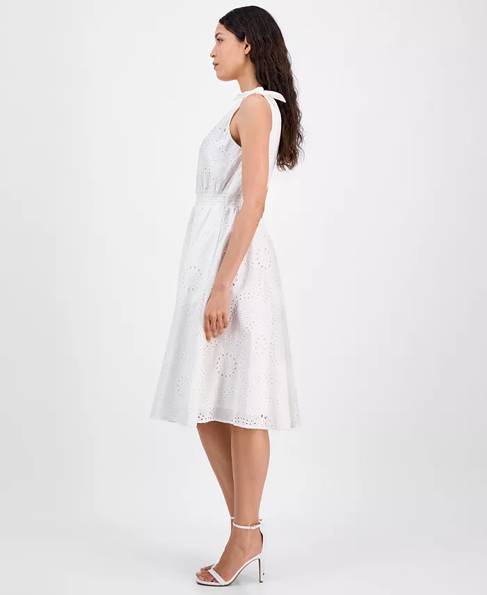 Alfani Anne Klein Petite Cotton Lace A-Line Sleeveless Midi Dress Women's Fashion Shoes & Accessories