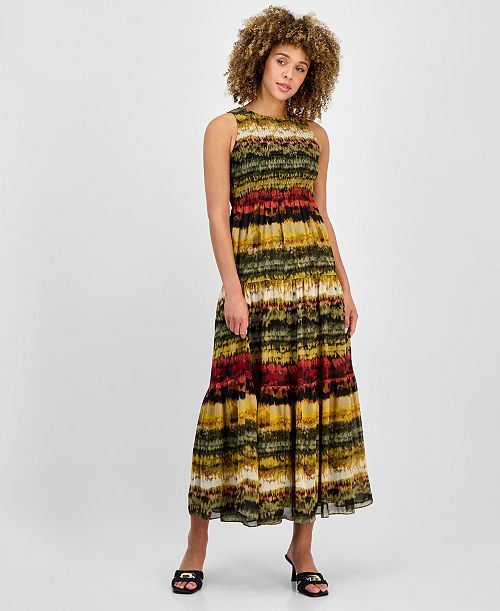 alfani Anne Klein Petite Printed Maxi Dress Women's Fashion Shoes & Accessories