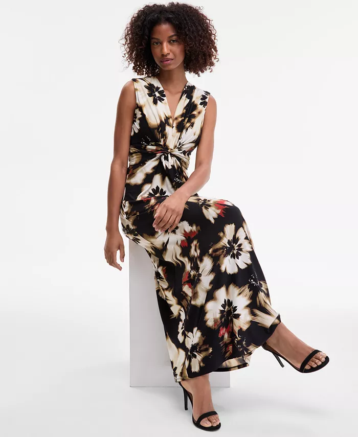Alfani Anne Klein Petite Printed Twist-Front Maxi Dress Women's Fashion Shoes & Accessories